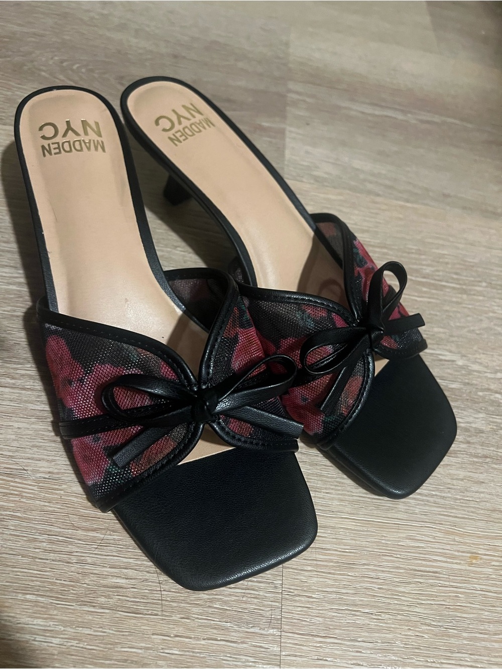 Steve Madden Kitten Heels with Red Floral & Bow